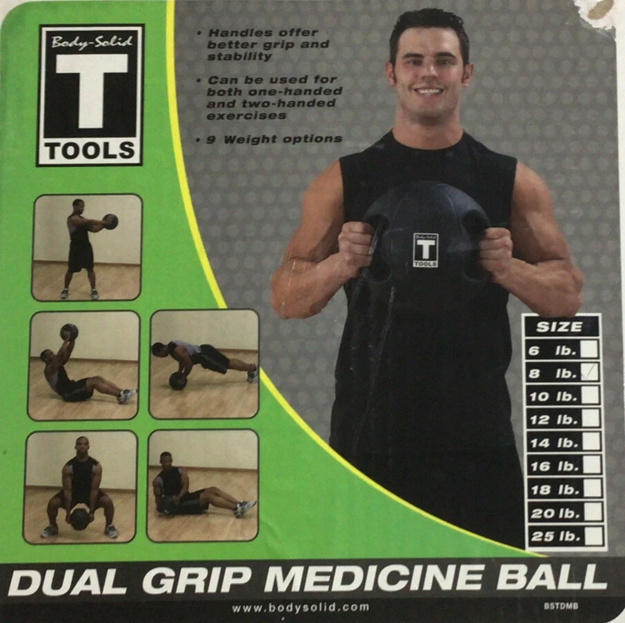 BODY SOLID T Tools. Dual Grip Medicine Ball, 8 lbs. New. - Image 1 of 1