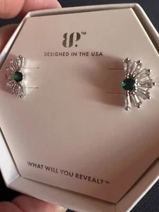 Bomb Party Earrings RBP7513 ‘Fanfare Of Frills’ Emerald/Rhodium - Picture 1 of 5