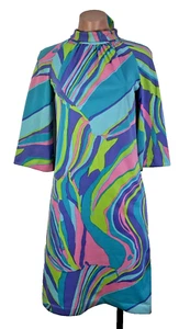 Abito vintage anni 60 Domani in maglia poliestere mod GoGo sciarpa psichedelica MADE UNION - Foto 1 di 9