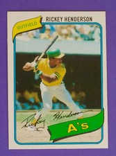 1980 Topps Rickey Henderson RC Card.  No Creases! EX Condition