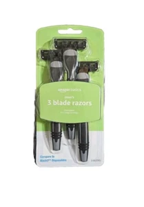 Amazon Basics 3-Blade Disposable Men's Razors 3 Count Black 1 Pack - Picture 1 of 7