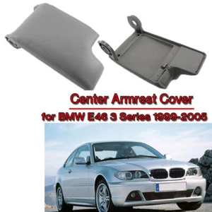 Reposabrazos de cuero cubierta tapa para BMW E46 Serie 3 1999-2004 2003 gris claro - Imagen 1 de 6