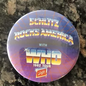 The Who - "SCHLITZ ROCKS AMERICA With The Who 1982 Tour" Button / Pin ☆RARE☆ - Picture 1 of 6