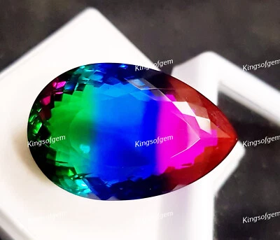 70 Ct Doublet Glass Stone Multi Color Tourmaline Pear Cut Stone Loose Gemstone - Image 1 of 4