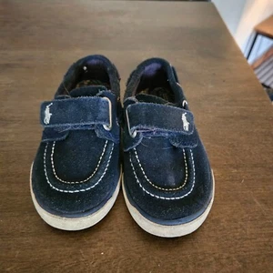 Polo Ralph Lauren Boys Toddler Hook and Loop Shoes Size 7 / 23.5 Navy Blue - Picture 1 of 6