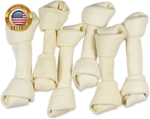5 Pack - 8-9 Inch Large Rawhide Dog Chew Bones - Made from Grass Fed Brazilian - - Picture 1 of 7