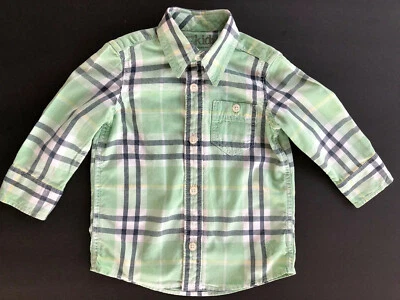 NWOT American Eagle 77Kids LSleeve BtnDn  Infant Boys Green Plaid Shirt (12-18M) - Изображение 1 из 4