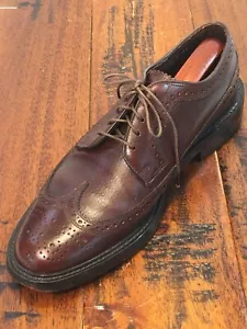 Vintage FLORSHEIM 76399 ali lunghe in pelle marrone grana ciottoli taglia 7 D - Foto 1 di 12