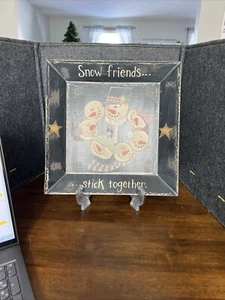 Snow Friends Stick Together Tray Snowman Wooden tray Winter Primitive Home Decor - Picture 1 of 3