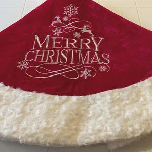 Walmart Holiday Time Samt Baum Rock Plüsch "Curly" Bordüre Silberfaden 50 Zoll - Bild 1 von 8