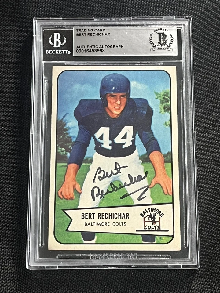 BERT RECHICHAR 1954 BOWMAN SIGNED AUTOGRAPHED CARD COLTS BECKETT BAS AUTHENTIC - Image 1 of 2