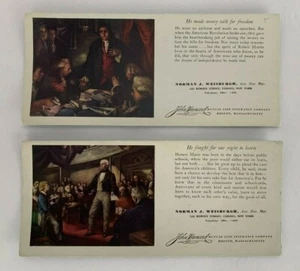 Publicidad de tarjetas de visita vintage John Hancock Insurances Company AD historia  - Imagen 1 de 7