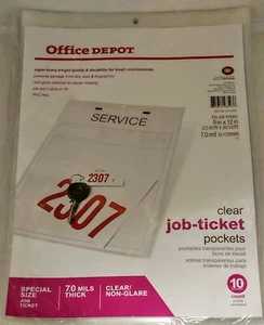 9 x 12 Clear Job-Ticket Pockets 7.0 Mils Thick Heavy Weight 10 Count Pack NIP - Picture 1 of 2