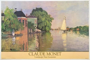 CLAUDE MONET RARE 1987 LITHOGRAPH PRINT POSTER " LANDSCAPE NEAR ZAANDAM " 1871 - Picture 1 of 9
