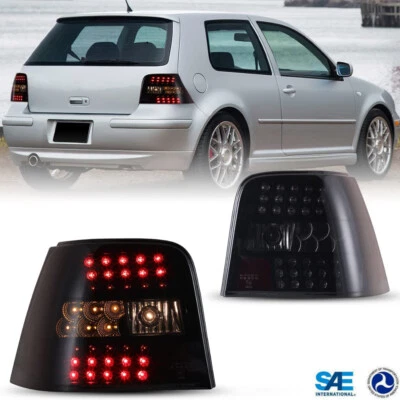 For 1999-2004 VW Volkswagen Golf MK4 GTI LED Tail Lights Black Smoke Brake Lamps - Image 1 of 4