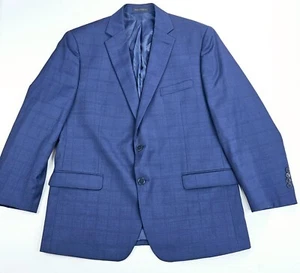 Calvin Klein Größe 44R Herren Marine Kariert Wolle 2 Knopf Stretch Laine Anzug Jacke - Bild 1 von 20