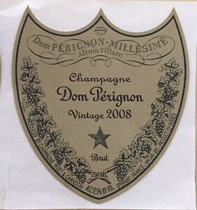 Une étiquette de champagne Dom Pérignon Vintage 2008