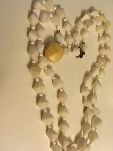 OFF WHITE Collana doppio filo perline bianco sporco VINTAGE ESTATE