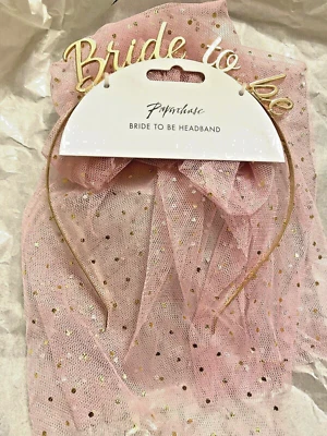 Hen Bride To Be Head band Head veil Pretty Pink Veil net Party wedding girl  - Image 1 of 4