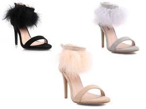 Sexy Sandalias con Correa para Decoración Peluda de 3 Colores para Mujer Tacones Altos Zapatos de Vestir - Imagen 1 de 22