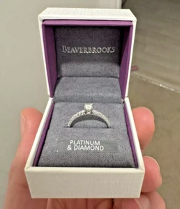 Platinum Diamond Ring -  0.36ct, Size M - Beaverbrooks - with boxes and bag - Picture 1 of 13