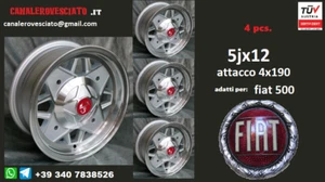 Cerchi in lega Fiat 500 old 126 millemiglia 12 pollici 5x12 4x190 epoca jantes - Zdjęcie 1 z 11