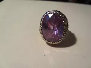 IMAN STUDIO DESIGNER RING W. HUGE FAUX STONE IS LIGHT PURPLE AND SIZE 7/1/2 - Picture 1 of 4
