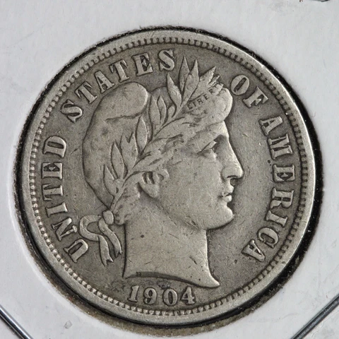 1904 Barber Silver Dime CHOICE XF E214 VP Cover