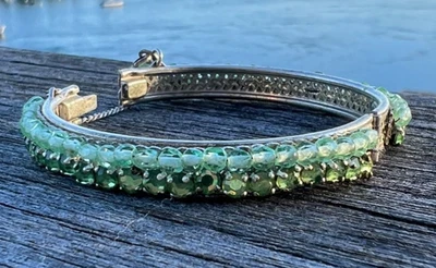 Meriam Haskell 袖口手链绿色水钻服装珠宝首饰非常好 — 第 1/4 张图片