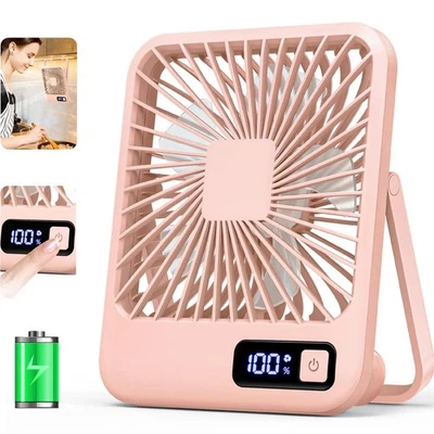 Ventilador de mesa portátil USB recarregável 180° inclinação 5 velocidades silencioso ventilador de mesa dobrável - Imagem 1 de 4