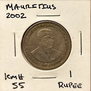 MAURITIUS KM55 2002 1 RUPEE-SUPER FINE-NICE CIRCULATED MODERN RUPEE COIN - Picture 1 of 2