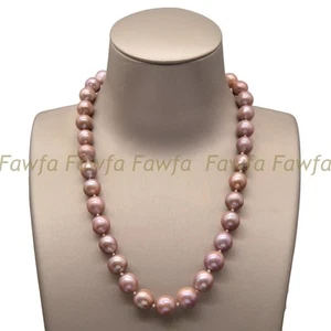 Perlenkette 11-12 mm lila Südsee Barock Edison Sterlingsilber Verschluss - Bild 1 von 19