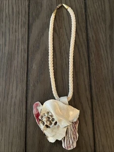 Oyster Shell Necklace With Faux Pearl On A Rope Style Chain - Picture 1 of 14