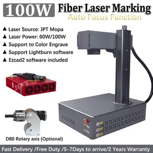 60W/100W JPT M7 Mopa Fiber Laser Engraver Color Marking AutoFocus Machine Rotary - Picture 1 of 13