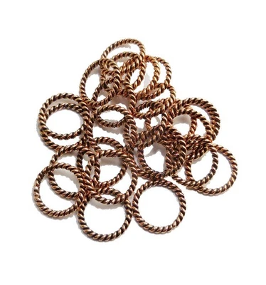 225 PCS 6MM SOLID COPPER BALI TWISTED CLOSED JUMP RING ANTIQUE COPPER 334 - Image 1 of 3