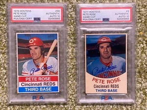 Two (2) Pete Rose Hostess Cards 1976 & 1977 - Both PSA 10 AUTO - Rare!! Reds - Picture 1 of 7