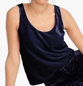J Crew Womens 90s Y2K Velvet Sleeveless Top Navy Blue Boxy Tank Top 14 NWT - Picture 1 of 4