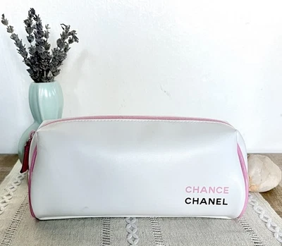 CHANEL Chance Cosmetic Pouch Makeup Bag Travel Toiletry Case Pink & White - Image 1 of 4