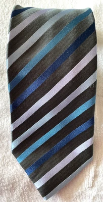 Corbata de seda a rayas Duchamp London rayas azules 3,5' W usada en excelente estado Foto 1 de 4