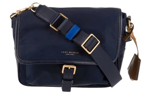 Tory Burch Perry Nylon Schulter/Umhängetasche Handtasche Tasche Blau Colorblock - Bild 1 von 12