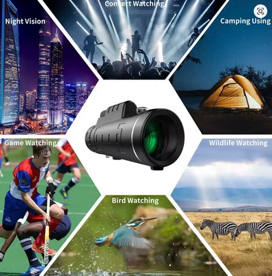 Monoculaire 40x60 Puissant Jumelles Haute Qualité Zoom Télescope HD Chasse Sport - Image 1 of 4