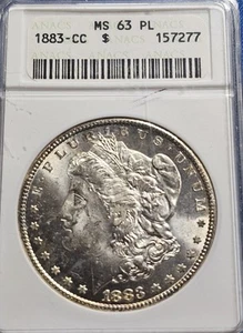 1883-CC MORGAN DOLLAR ANACS MS63PL Soapbox - Picture 1 of 2