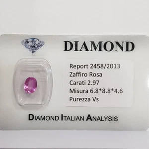ZAFFIRO ROSA TAGLIO OVALE 2.97 ct in BLISTER CERTIFICATO - Imagen 1 de 1