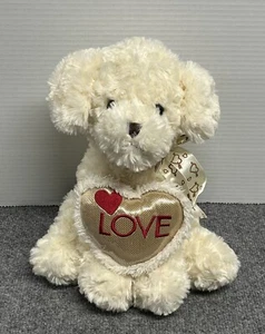 Valentines Puppy Love Dog 11" Plush Heart Stuffed Animal Cream Dan Dee - Picture 1 of 5