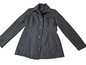 London Fog Wool Blend Peacoat Women’s Size S Gray Button Front Winter Jacket - Picture 1 of 7