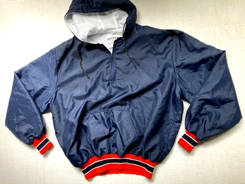 Delong 1/2 Zip Pullover Jacket Mens sz XL University of Virginia Colors Hood Vtg Cover