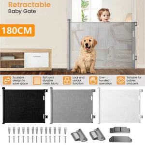 Safety Guard Gate Retractable Pet Dog Folding Baby Toddler Stair Gate Isolation - Picture 1 of 19