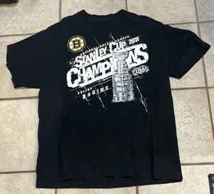BOSTON BRUINS 2011 STANLEY CUP CHAMPIONS XL REEBOK T-SHIRT BERGERON ZDENO CHARA - Picture 1 of 3