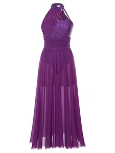 Womens Ruched Waist Side Split Dance Performance Costume Celebration of Spirit - Foto 1 di 29