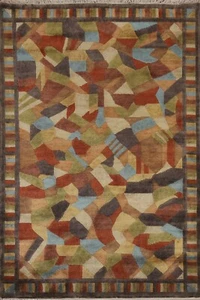 Abstract Modern Nepal Tibetan Oriental Area Rug Hand-knotted Foyer Carpet 4'x6' - Picture 1 of 12